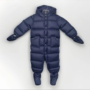 Ralph Lauren Toddler 12M Navy Blue Puffer Snow Suit W/ Gloves And Booties